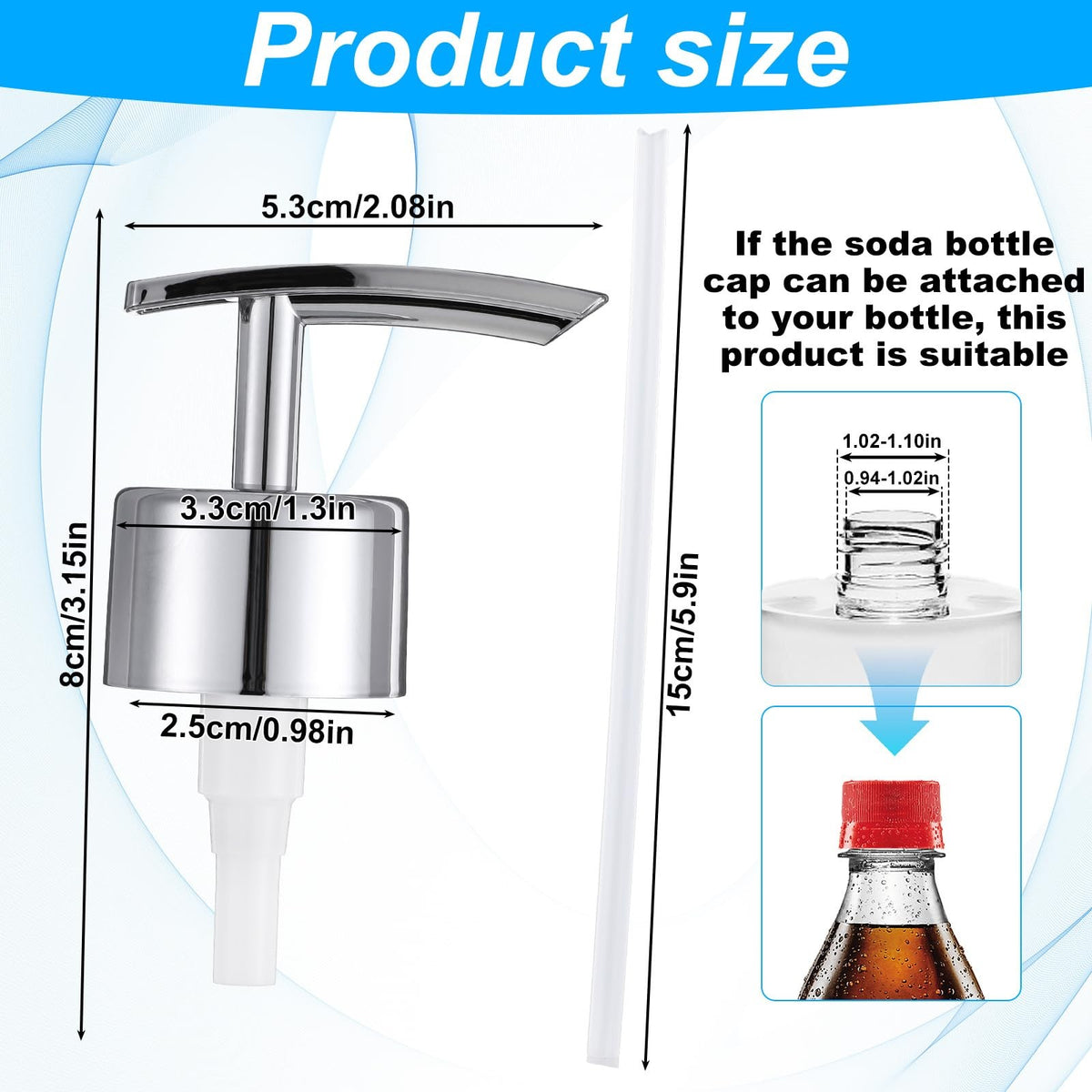 2 Pack Universal Silver Soap Dispenser Pumps Replacement Top for Liquid Hand Soaps