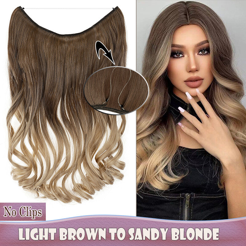 Invisible Wire Clip-In Hair Extensions with Clips & Replacement Wires - Natural & Wavy, 20/24 Inch