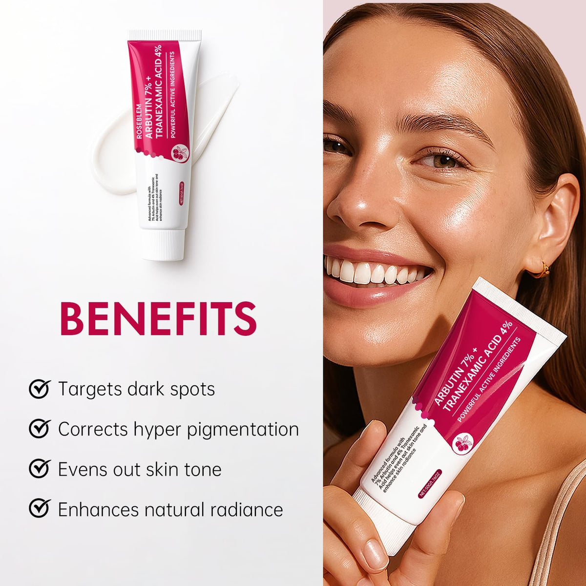 Arbutin 7% and Tranexamic Acid Face Cream for Dark Spots - 1.76 oz
