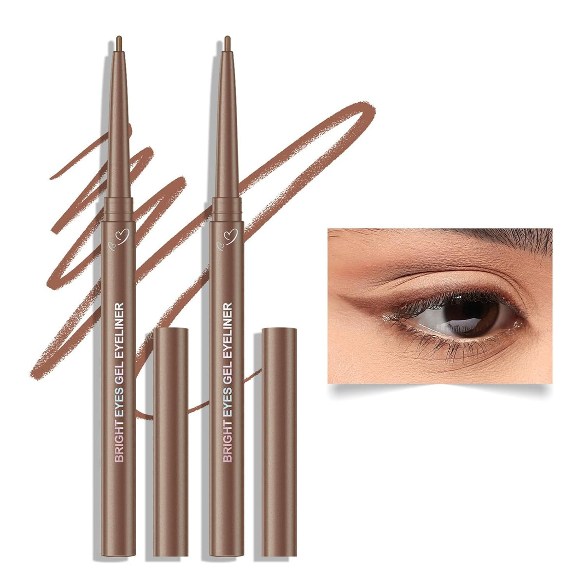Light Brown Gel Eyeliner Pencil - Smooth Creamy #03, Matte Finish, Retractable