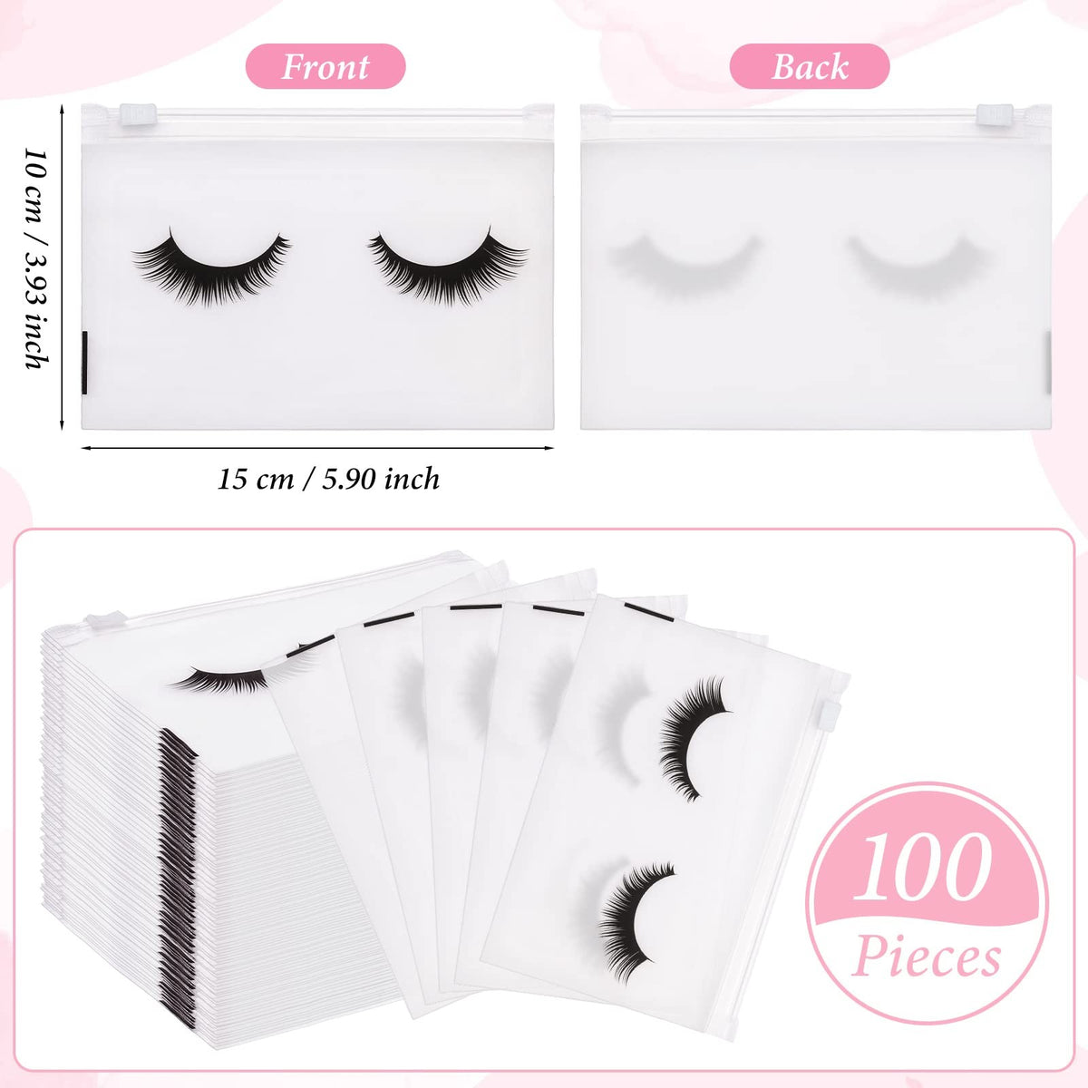 100PCS Waterproof Clear Makeup Bags with Zipper for Cosmetics & Travel