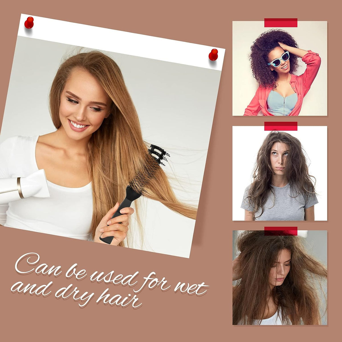 Vented Detangling Hair Brush Set - Anti-Static Curved Styling Brushes (8 Pieces)