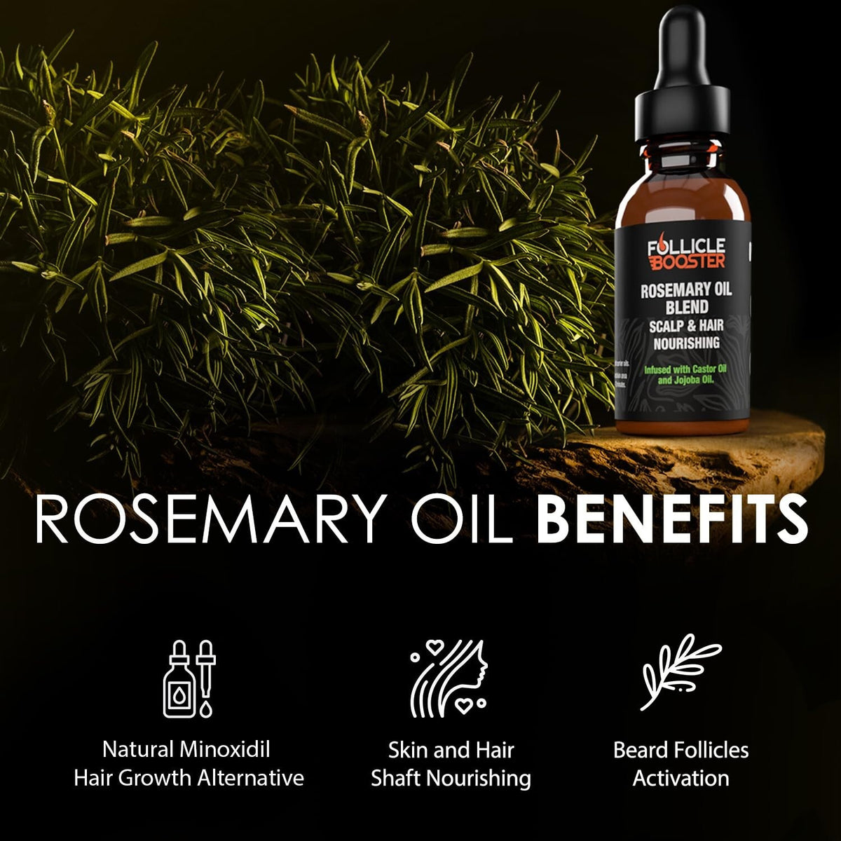 Hair & Beard Growth Serum with Rosemary Oil - 2oz (Pack of 3)