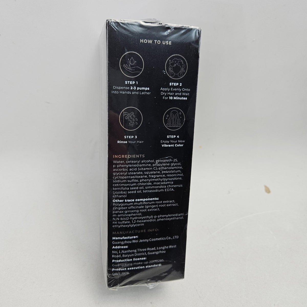 Polar Black Hair Dye Shampoo - Rich Dark Color, Natural Care, 200ml