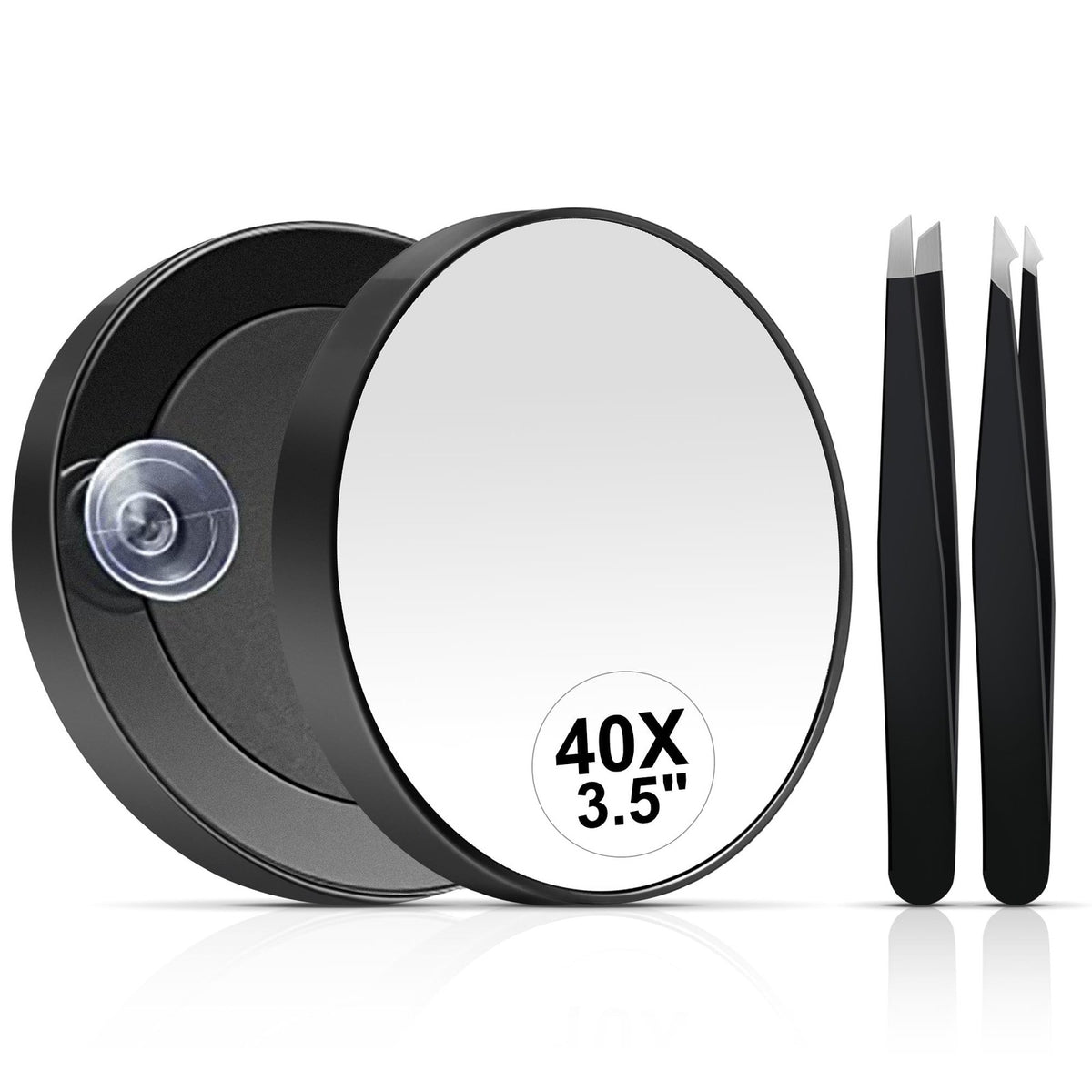 40X Magnifying Compact Mirror with Suction Cup - Travel Makeup & Grooming