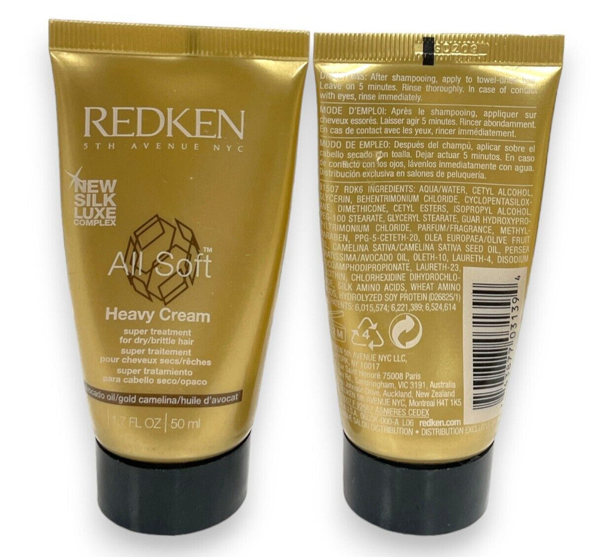 Redken All Soft Heavy Cream - Hair Moisturizing Treatment, 1.7 fl oz, Set of 2