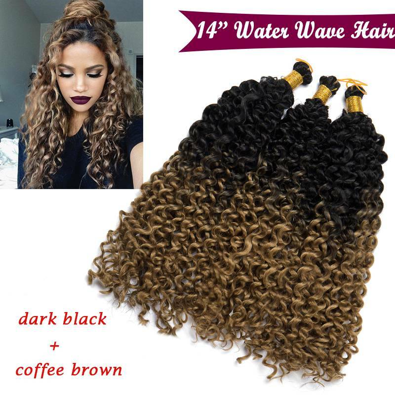Hair Extensions Pre-Cilled Water Wave Crochet Braids Ombre 8-14 Inch
