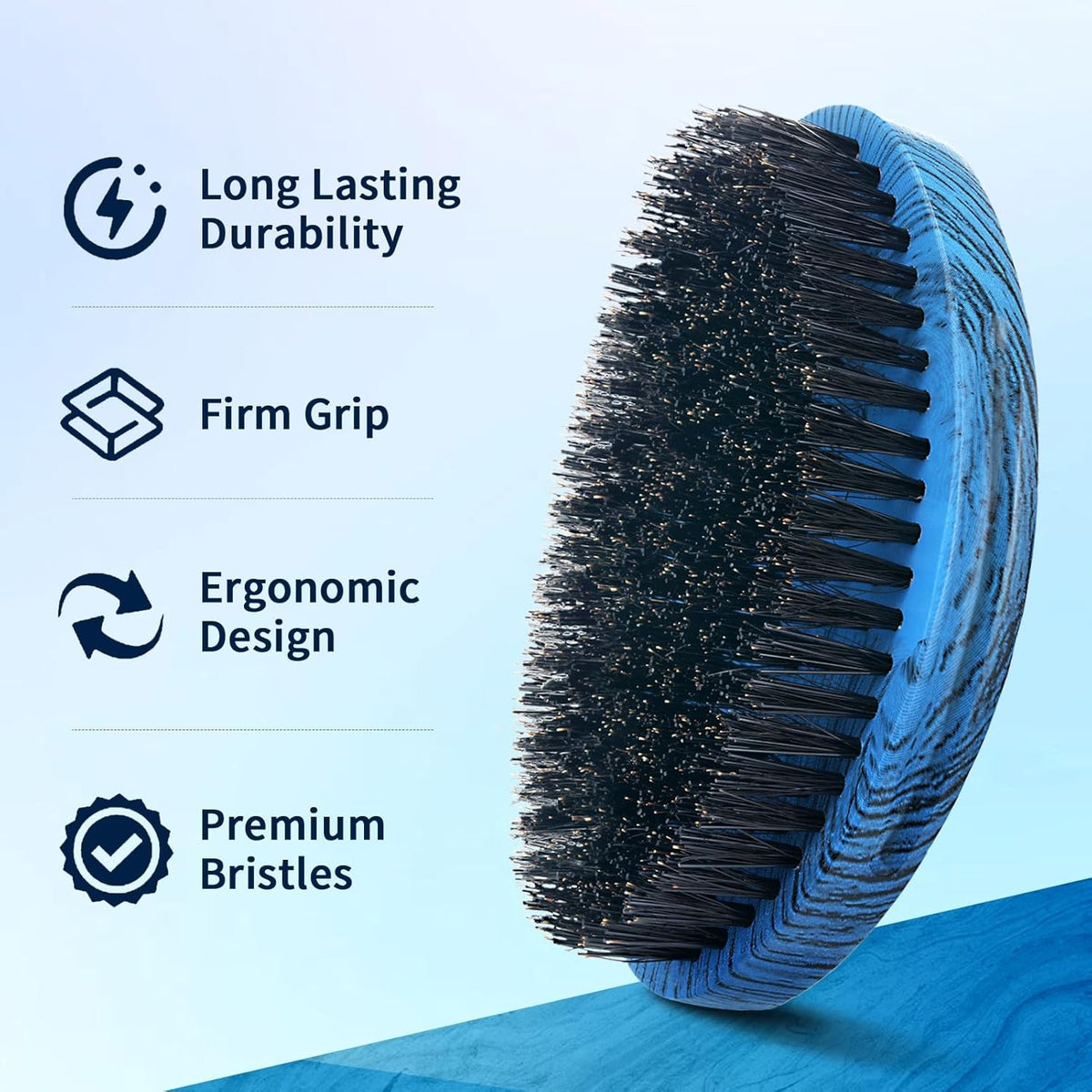 Medium Hard Curved Wave Beard & Hair Brush for Men - 360 Degree Styling