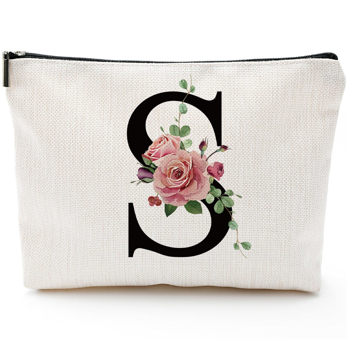 Personalized Letter Makeup Bag - Monogram Cosmetic Travel Organizer