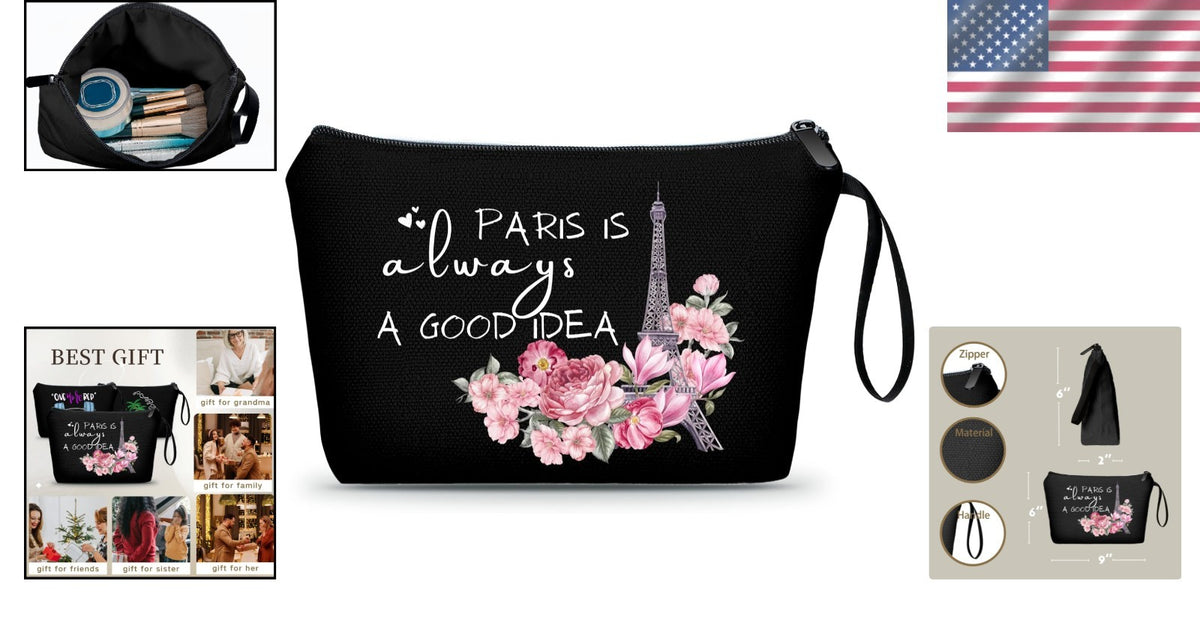 Travel Makeup Bag - Large Paris-Inspired Cosmetic Organizer for Women