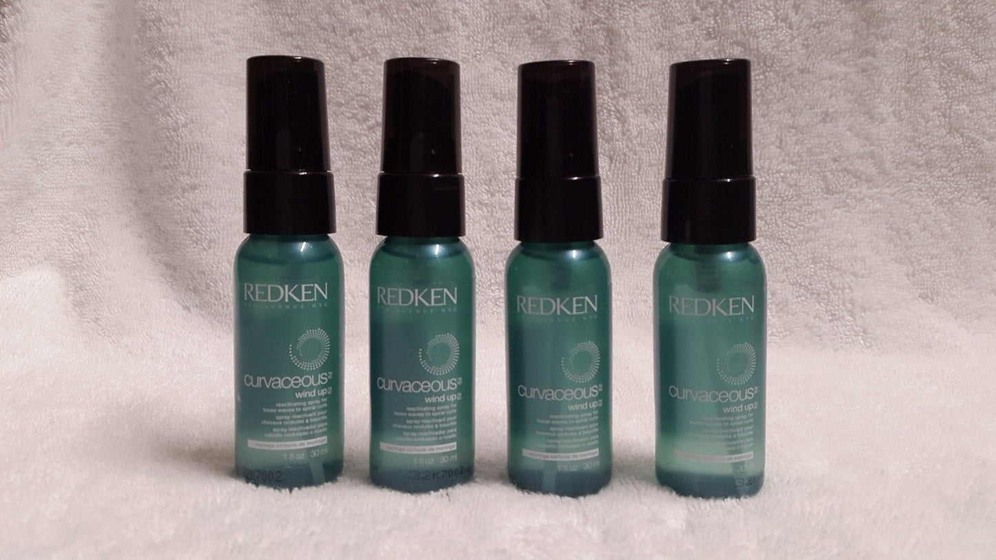 Redken Curvaceous Wind Up ReActivating Hair Spray 1oz Travel Size Pack of 4