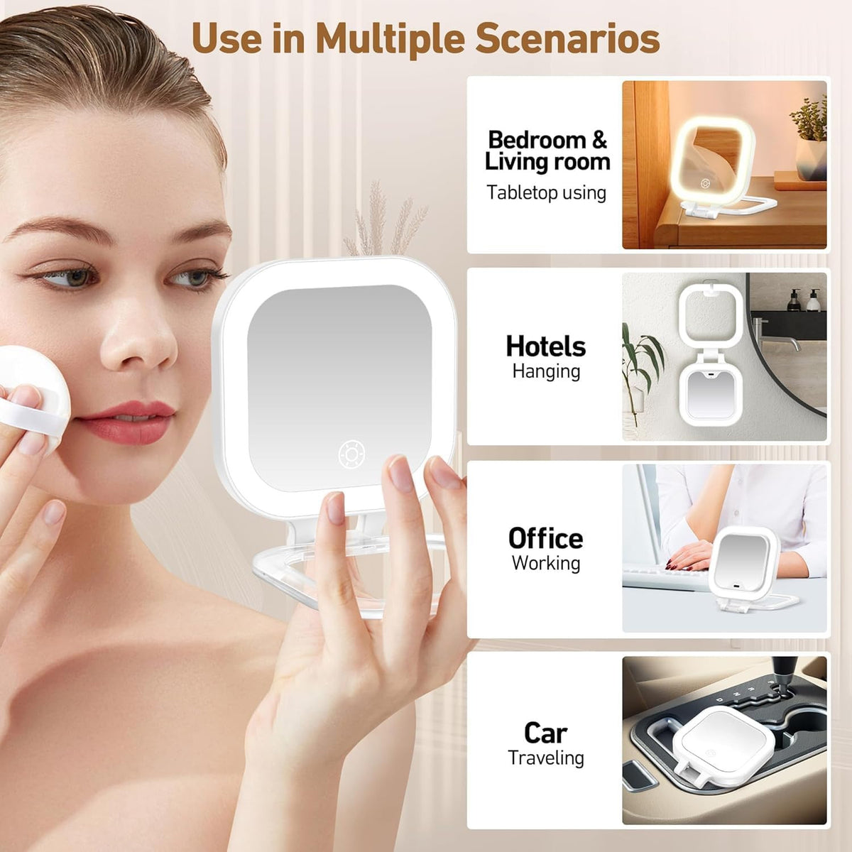 Travel Lighted Mirror with 30X Magnification and 3 Color Lighting