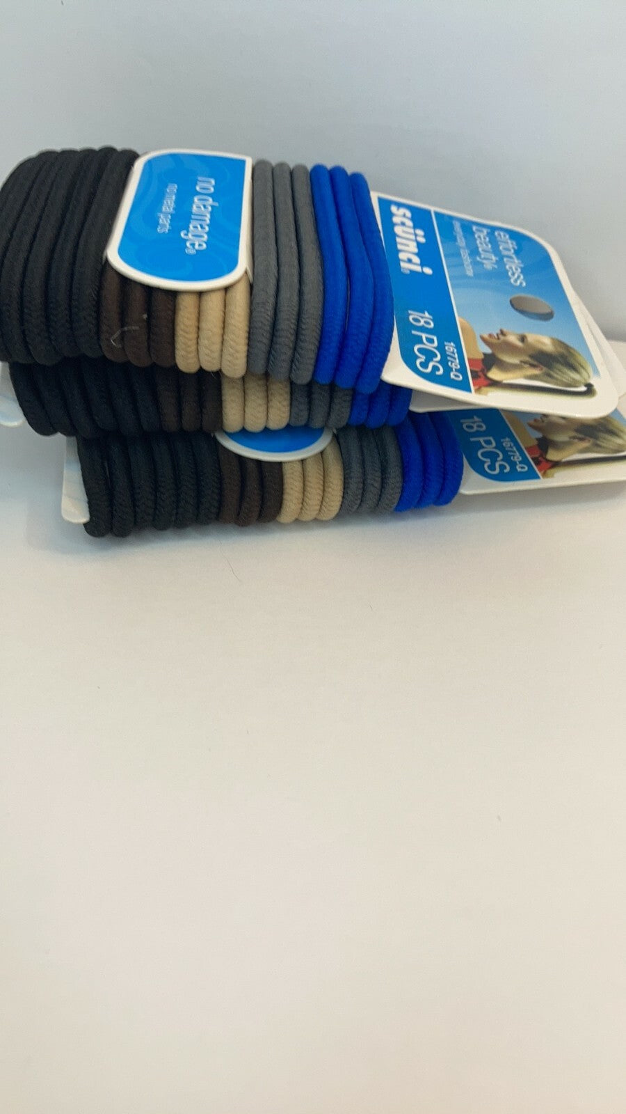 Scunci No Damage Metal Hair Ties Elastics Ponytail Holders Blue Grey