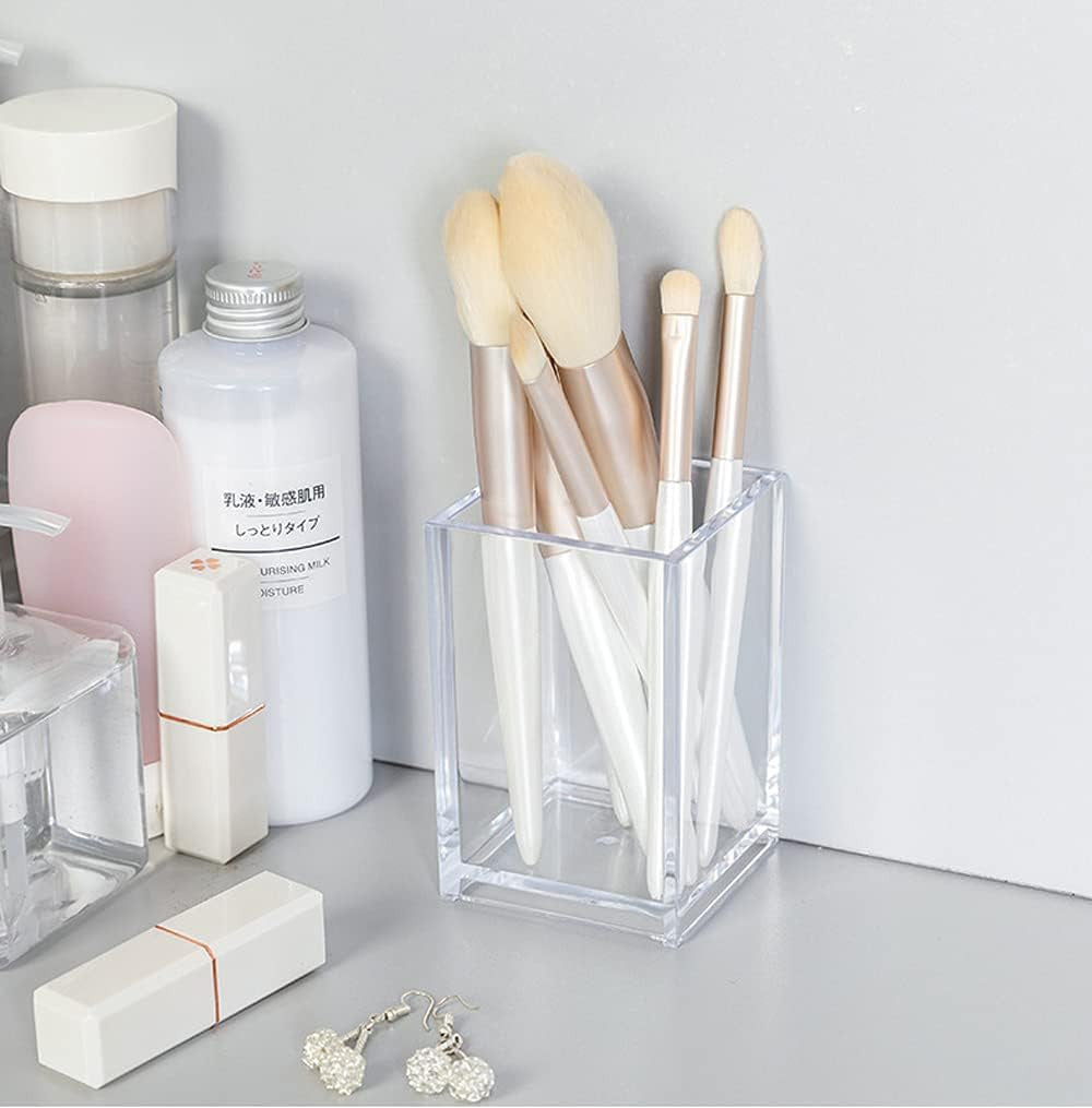 Clear Acrylic Pen and Makeup Brush Holder Cup - Desk Organizer