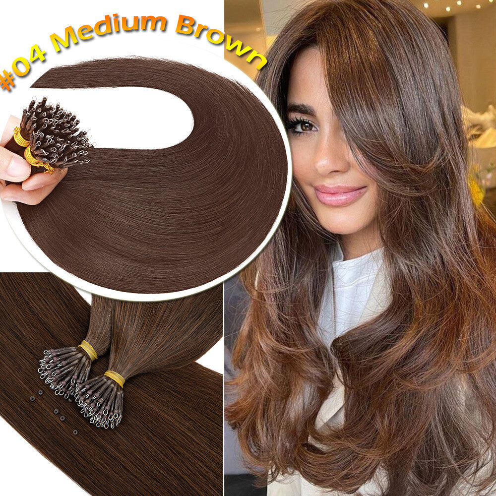 Nano Ring Hair Extensions Thick Straight Human Remy Micro Beads 14-20 Inch