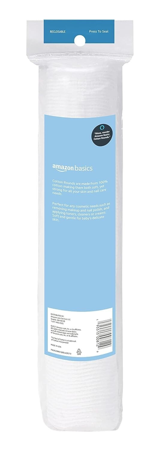 Hypoallergenic Cotton Rounds - 100 Count for Makeup & Skincare