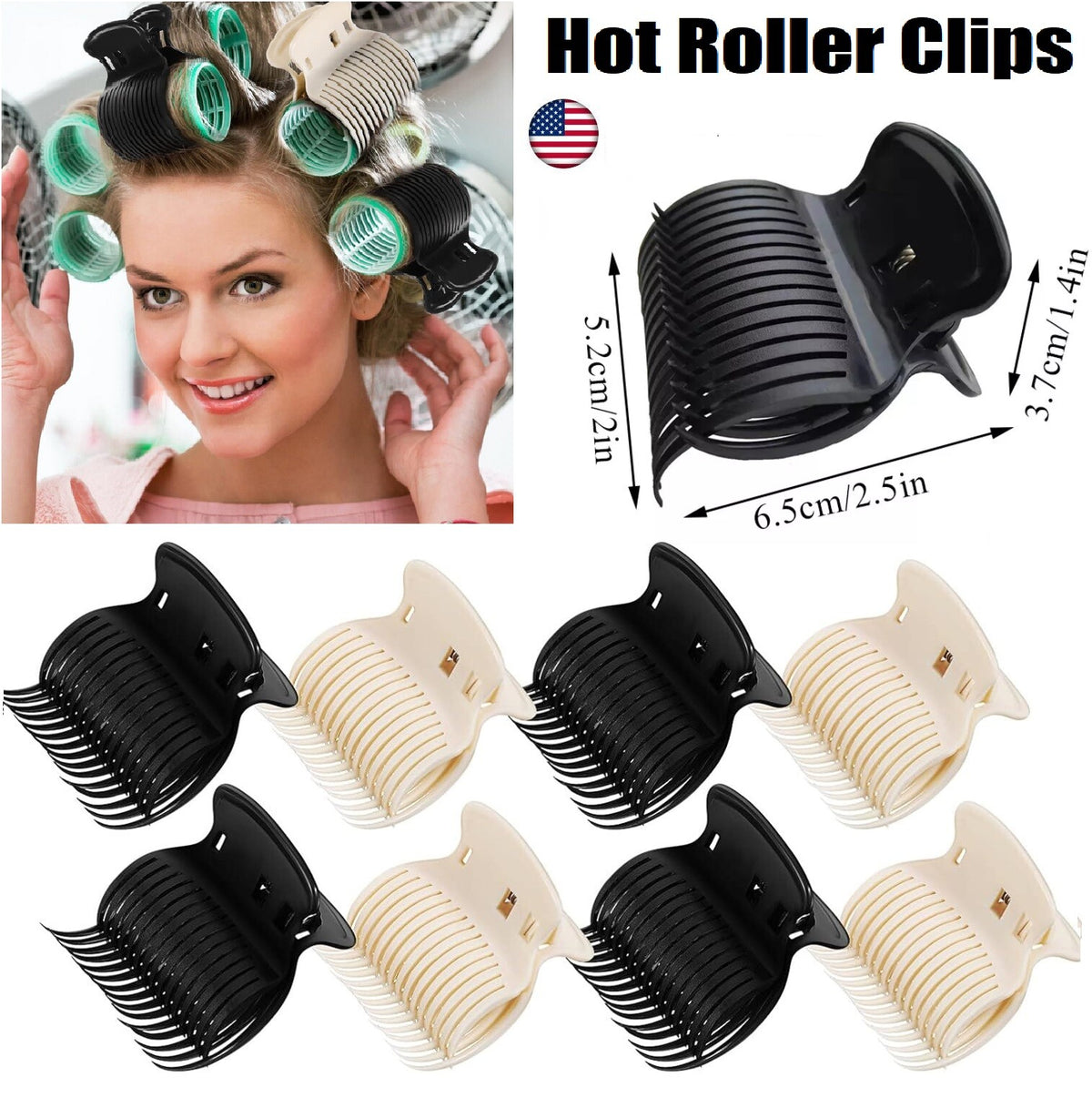 12-Pack Hot Hair Roller Clips Claw Hair Curlers Insulation for Styling