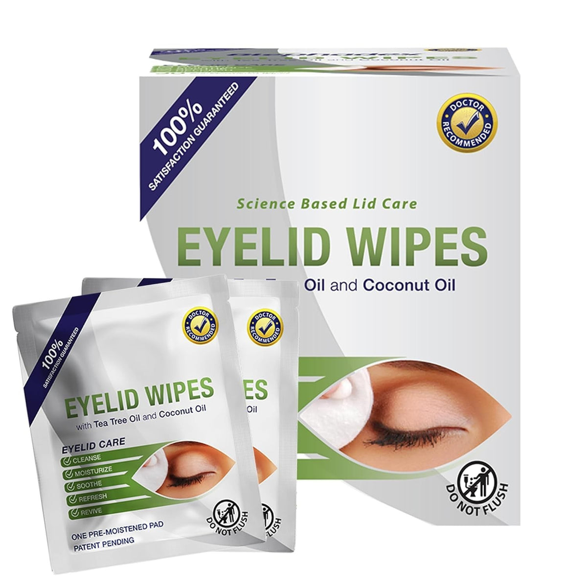 Eyelid Hygiene Wipes - Gentle Cleansing for Eyelids & Lashes, Pack of 3