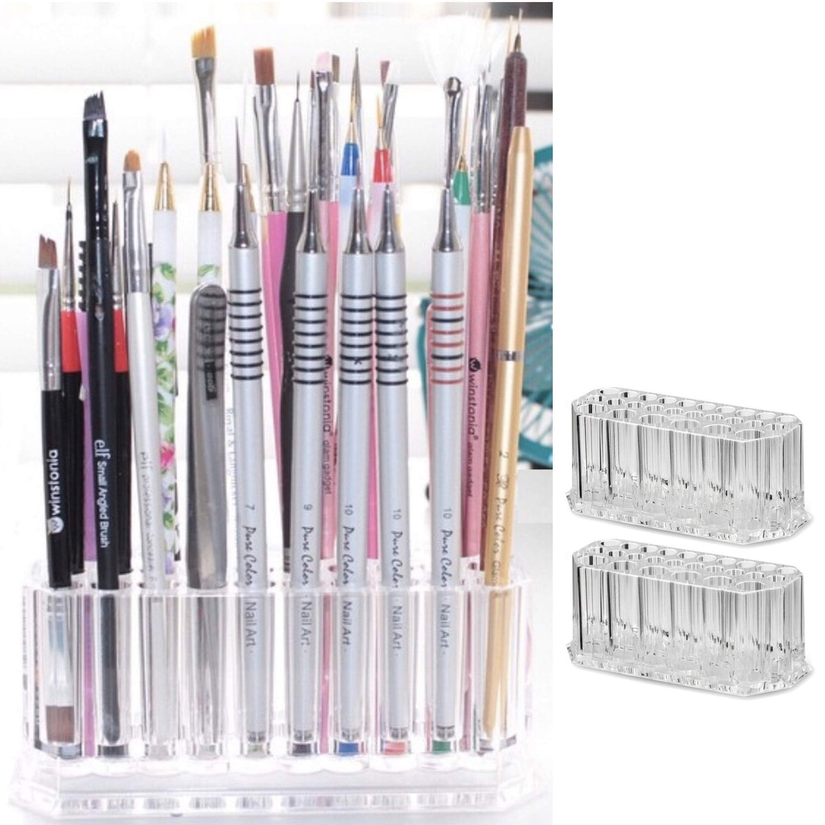 Nail Art Tool Organizer Display Case 2-Pack for Manicure Supplies
