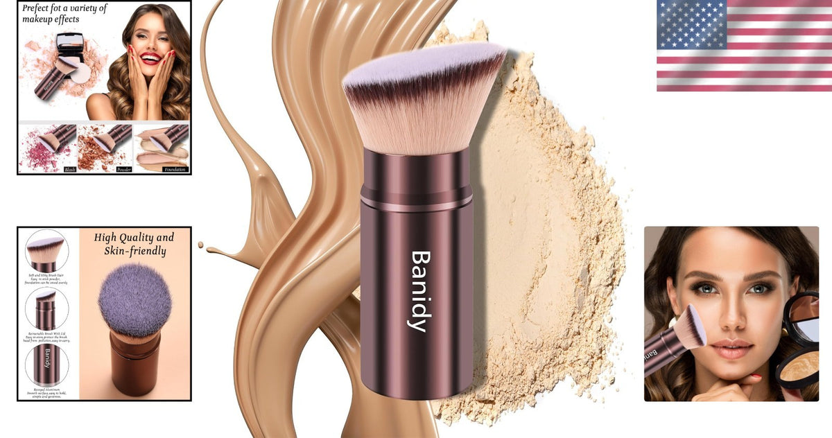 Retractable Makeup Brush with Soft Bristles for Liquid & Powder Application