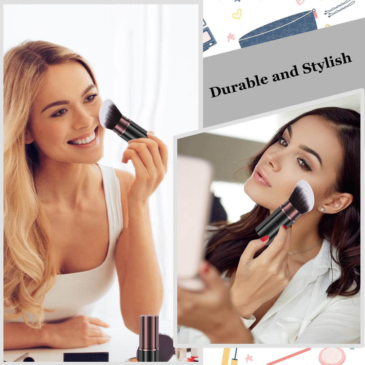 Retractable Kabuki Makeup Brush for Foundation & Face Blending
