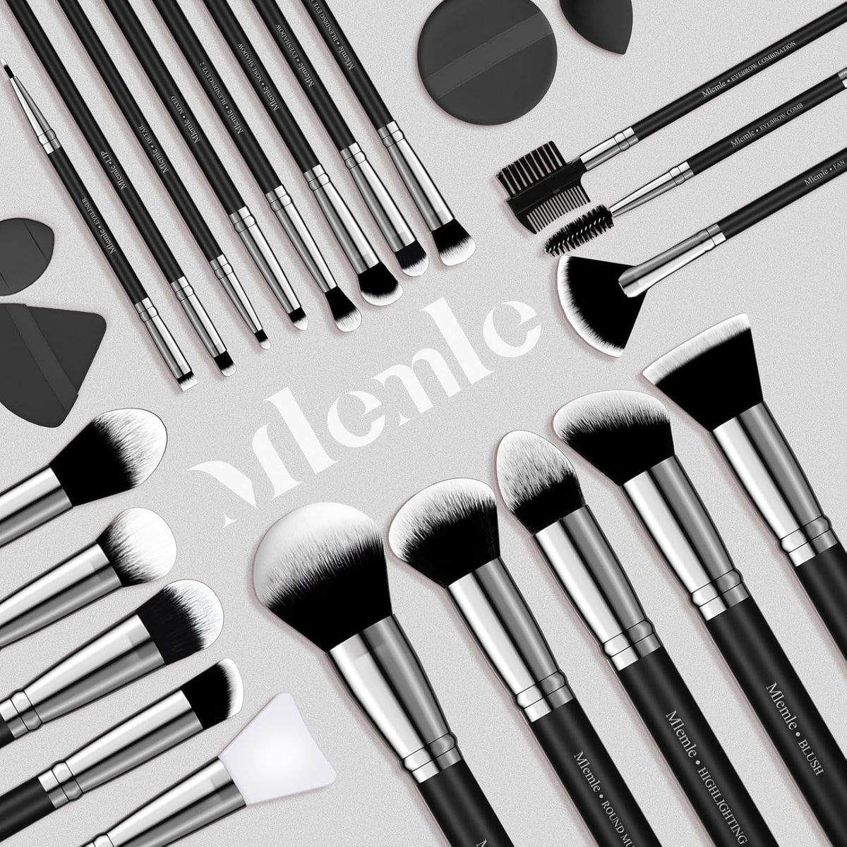 Professional Makeup Brush Set 25 Pcs with Foundation & Sponges