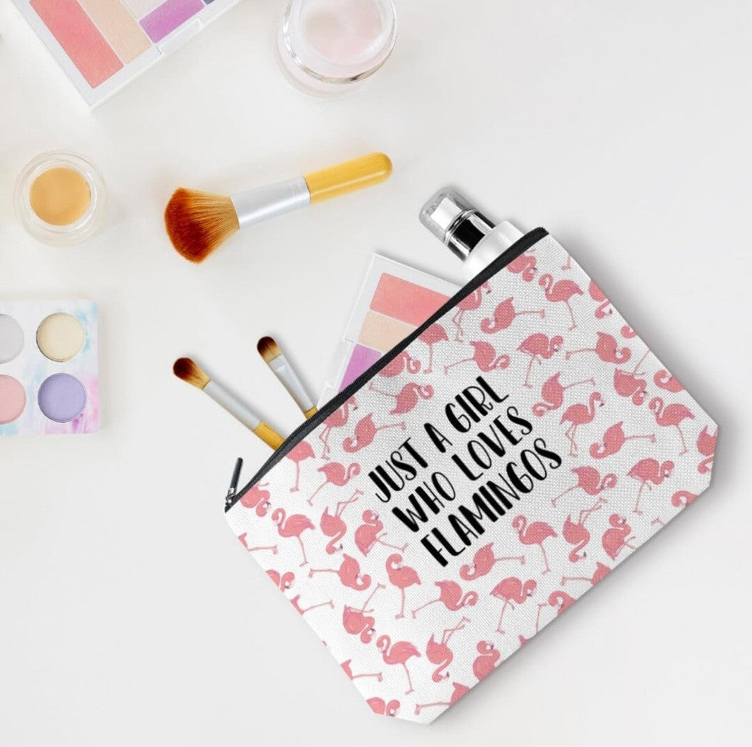 Dark Pink Flamingo Makeup Bag – Cosmetic Travel Pouch for Flamingo Lovers