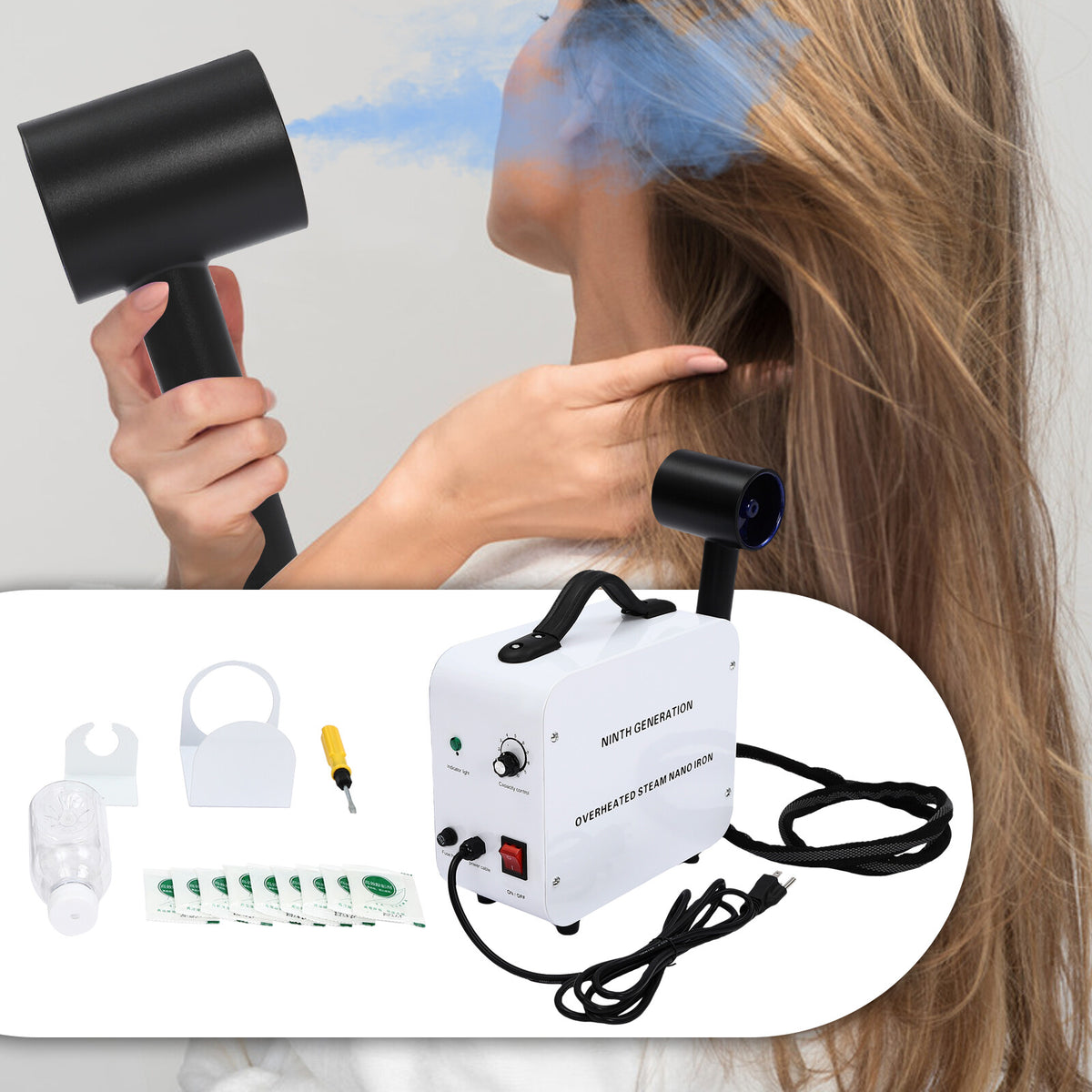 1200W Nano Hair Steamer Spray - Professional Salon Hydrating Treatment