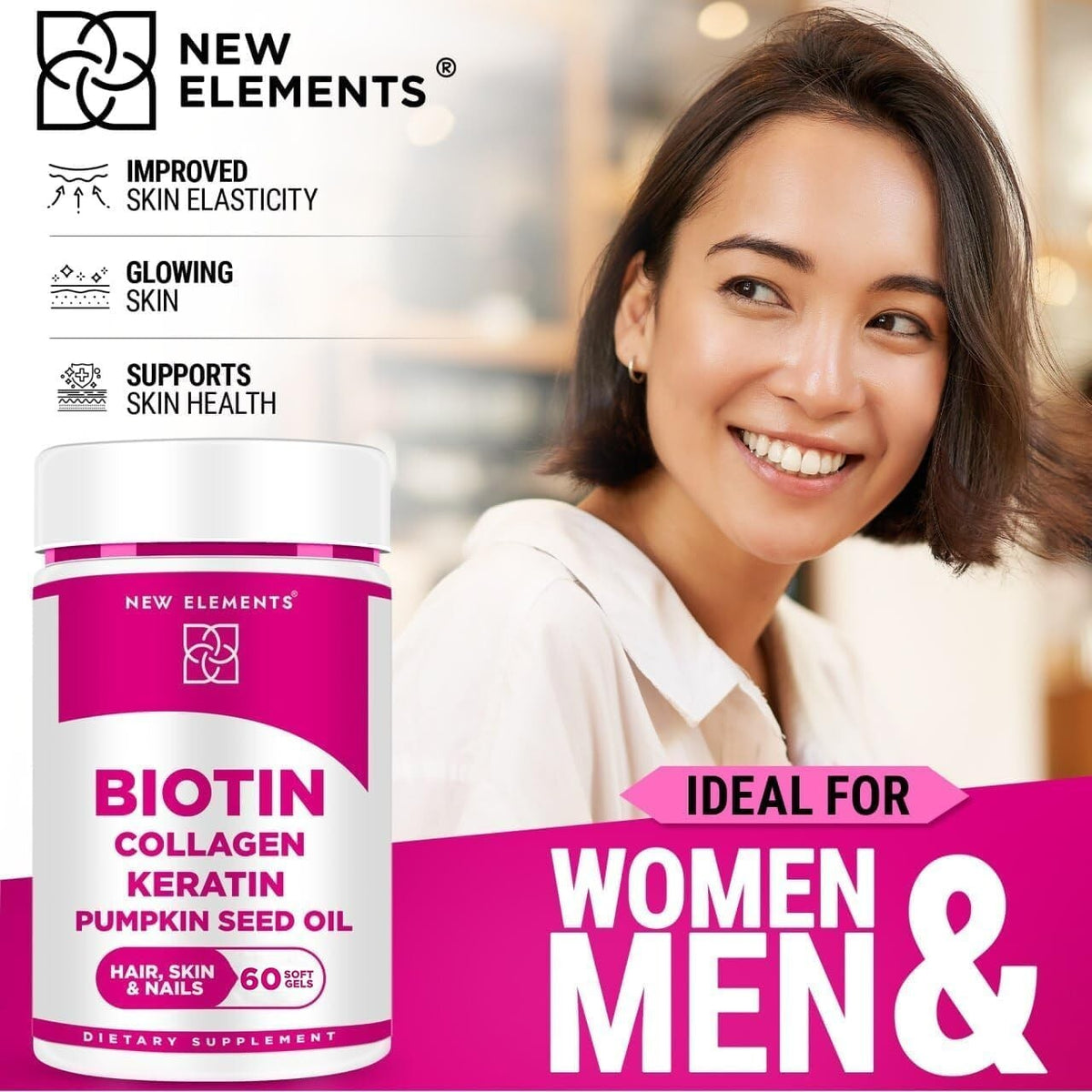 Biotin 10000mcg Supplement with Collagen, Keratin & Pumpkin Seed