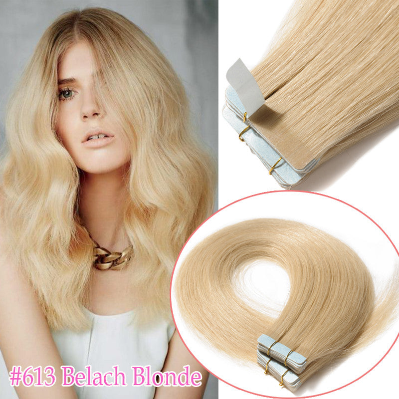 Tape-In Human Hair Extensions Full Head 150G Remy Skin Weft 12-24 Inches