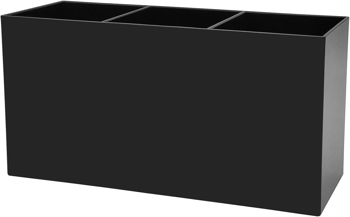 Acrylic Makeup Brush Organizer with 3 Compartments - Black