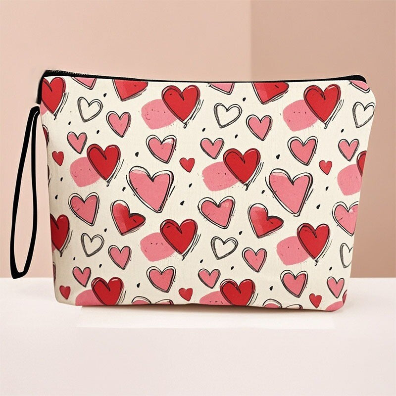 Pink Heart Makeup Bag Cosmetic Organizer Travel Toiletry Pouch Gift