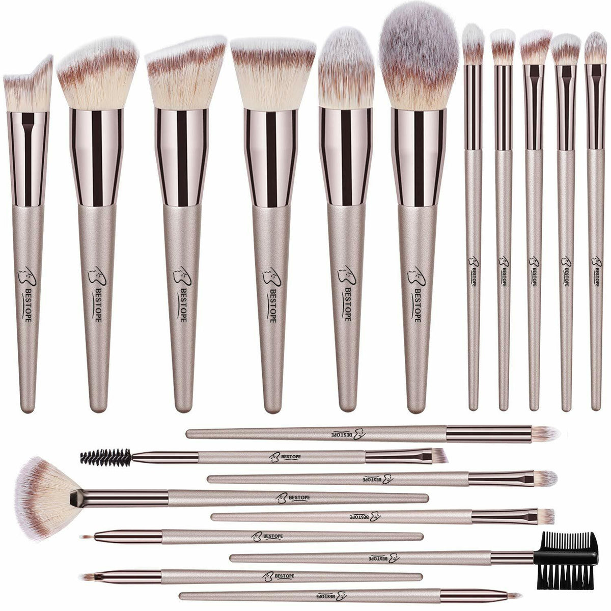 Makeup Brush Set 20 Pcs Synthetic Face & Eye Brushes for Foundation Contour