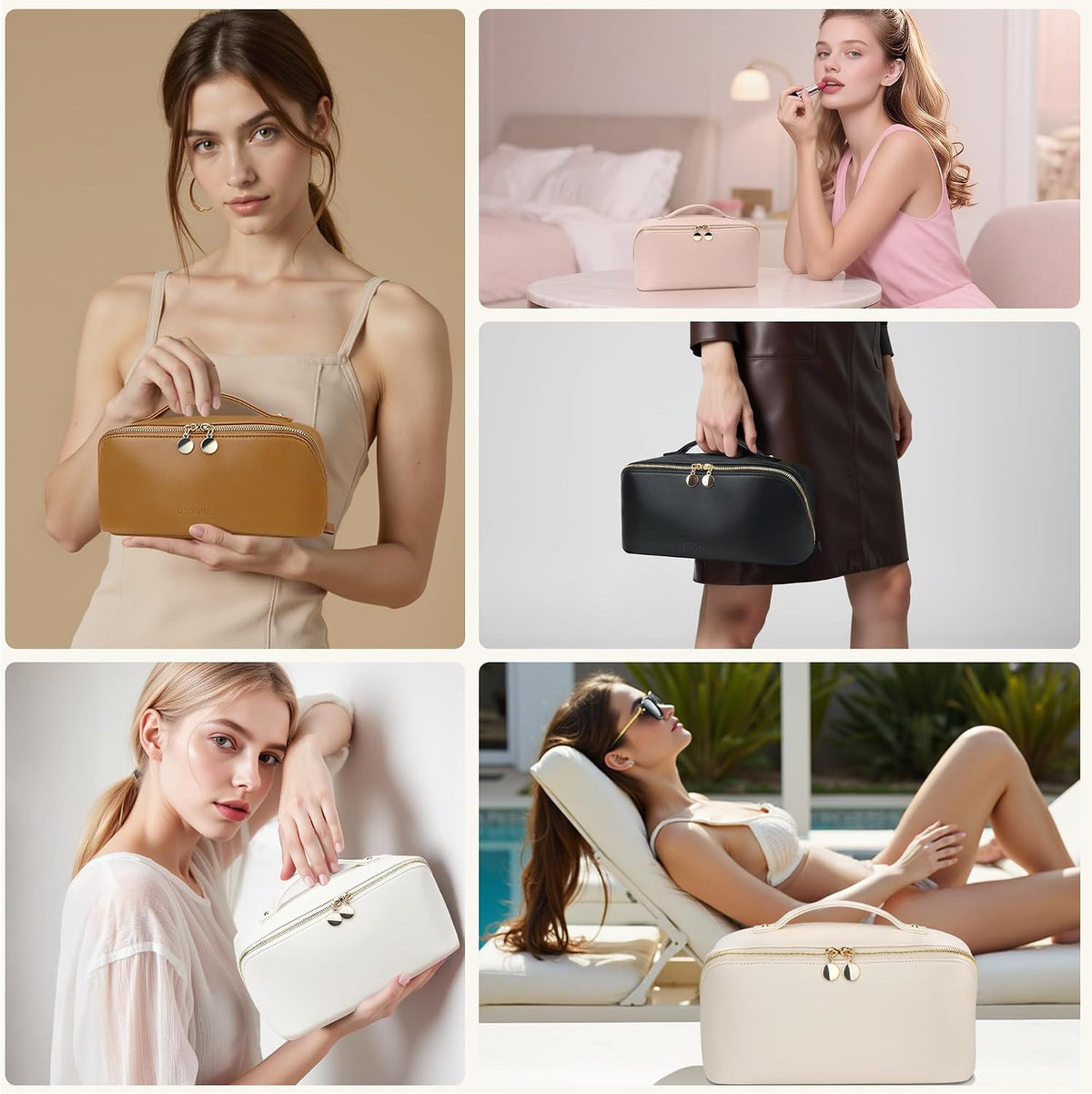 Travel Makeup Bag with Flat Design, Waterproof Cosmetic Organizer for Women
