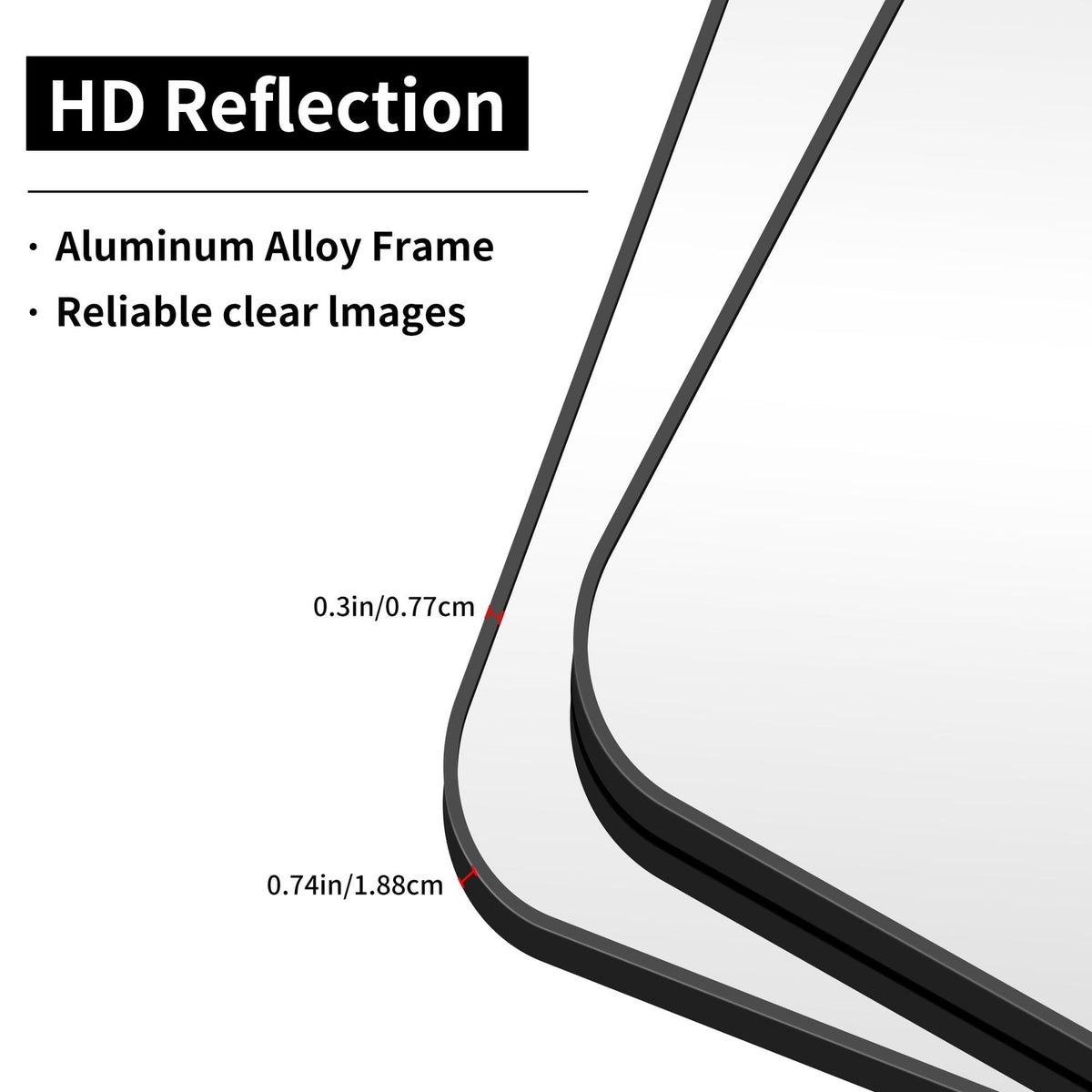 30x30 Inch Black Wall-Mounted Bathroom Mirror with Rounded Corners