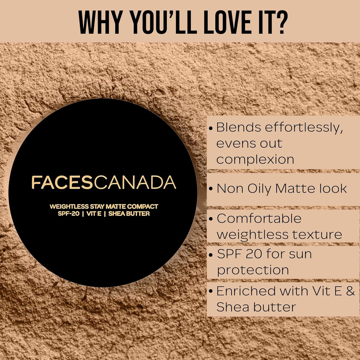 Weightless Matte Finish Compact Powder - Non-Oily, Sun Protection, 9g