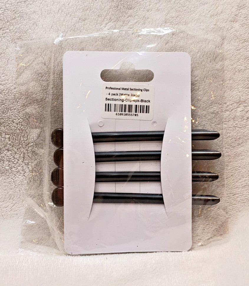 Professional Metal Hair Sectioning Clips 4 Pack - Matte Black Secure Hold