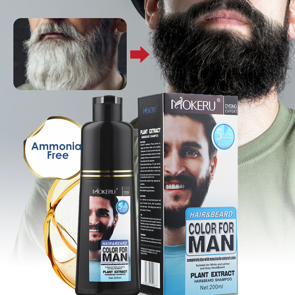 2-Pack Permanent Black Beard & Hair Dye Shampoo, 200ml