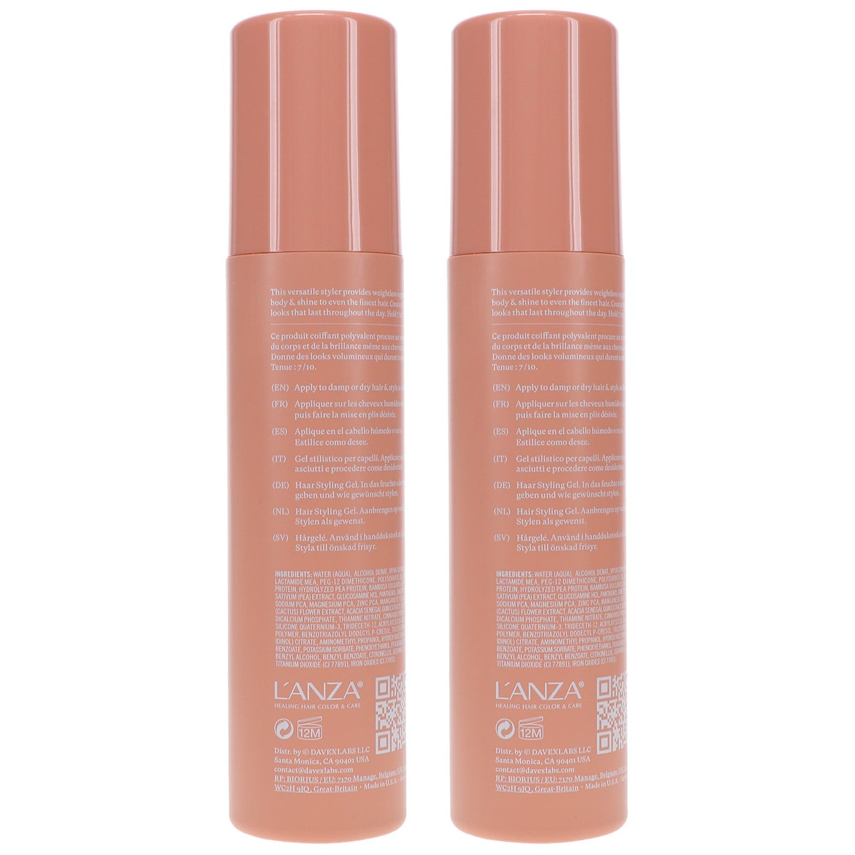 L'ANZA Healing Volume Zero Weight Gel - 6.8 oz, Pack of 2 for Hair Volume & Shine
