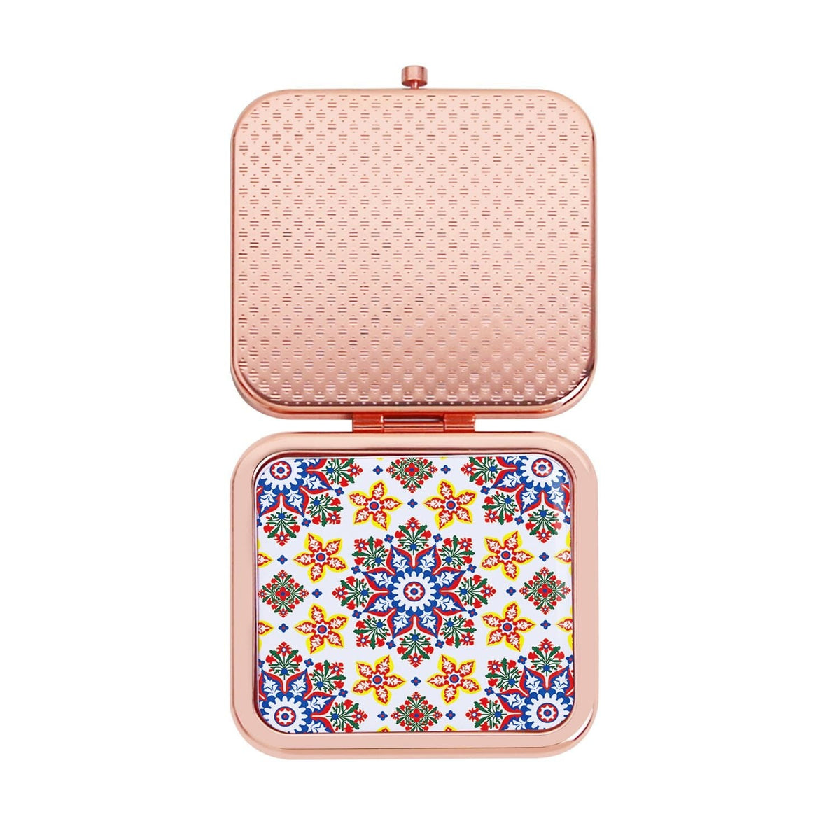 Rosegold Square Pocket Mirror for Women - 2.8x2.8 Inch Double-Sided Compact Makeup Mirror