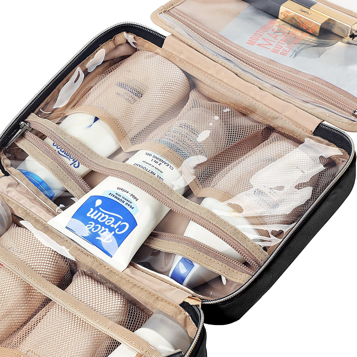 Travel Toiletry Bag Women Portable Hanging Organizer Medium Black