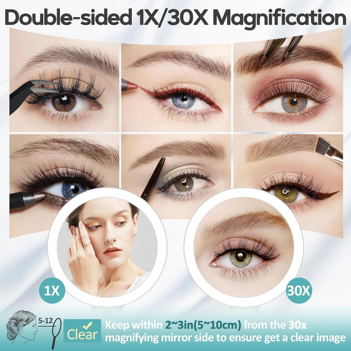 Magnifying Makeup Mirror with Light 30X Dual-Sided Tabletop Mirror