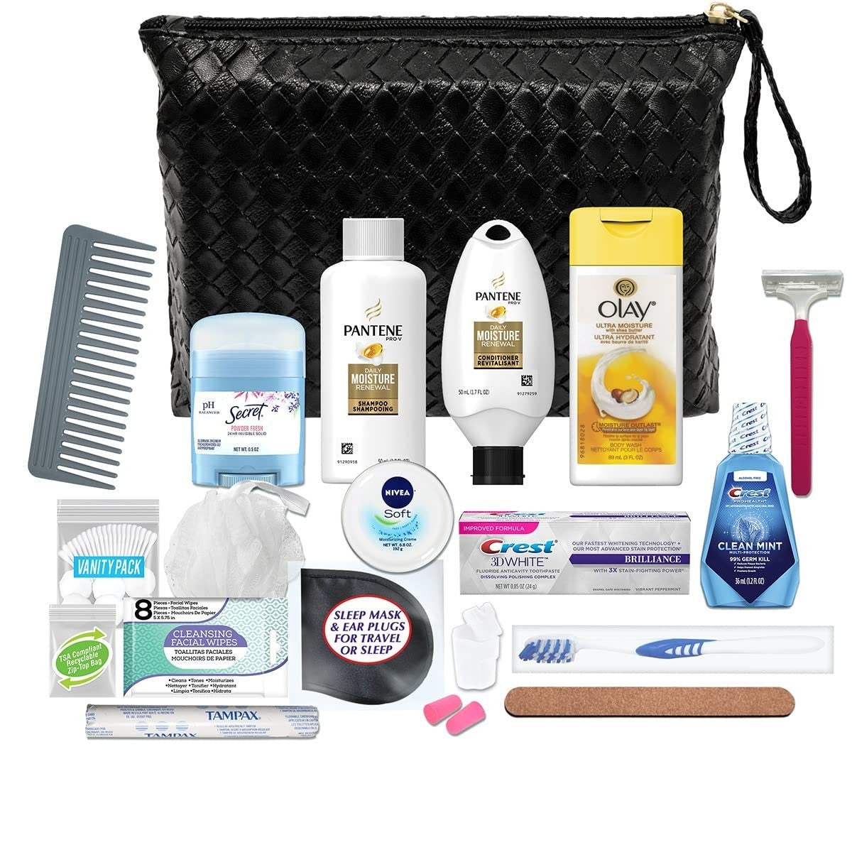 20-Piece Travel Toiletry Kit with Clear Organizer Bag - TSA Compliant