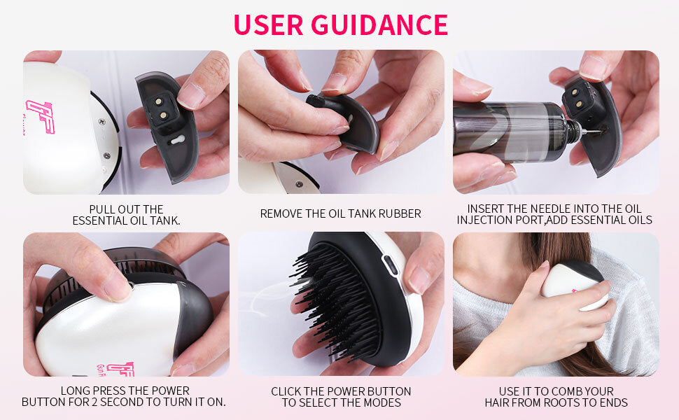 Essential Oil Mist Hair Brush with Negative Ions, Travel Hair Comb & Massager