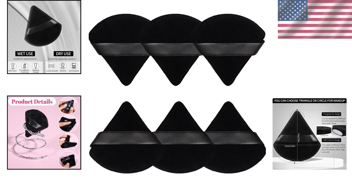 Dual-Use Triangle and Round Makeup Puffs - 6 Pack for Flawless Application