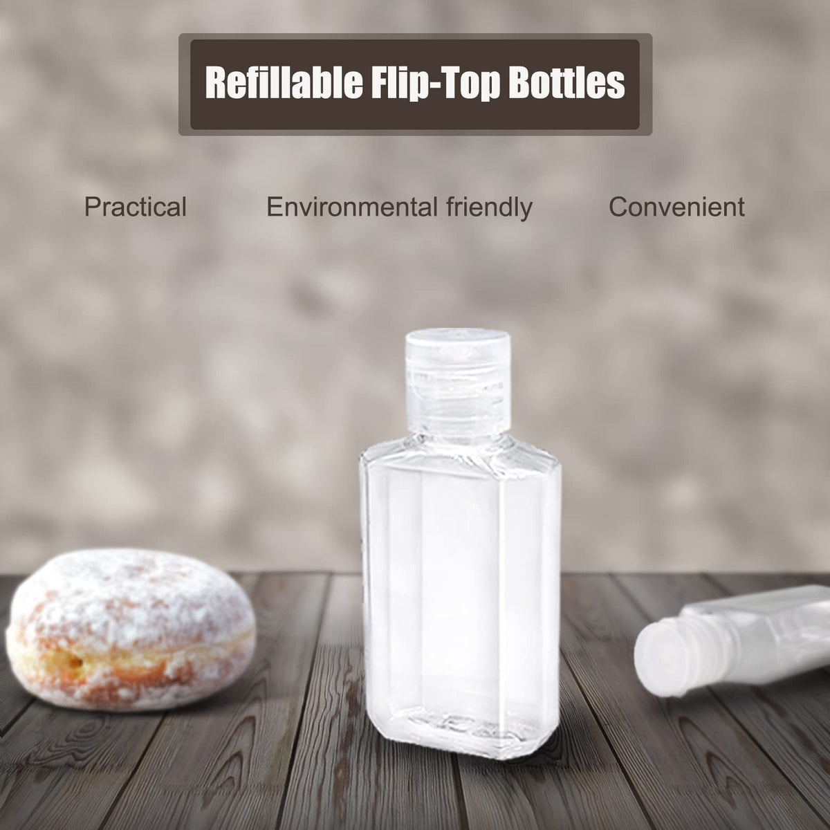 40 Pack 2 Oz Refillable Plastic Travel Bottles with Flip Cap - BPA Free, Clear