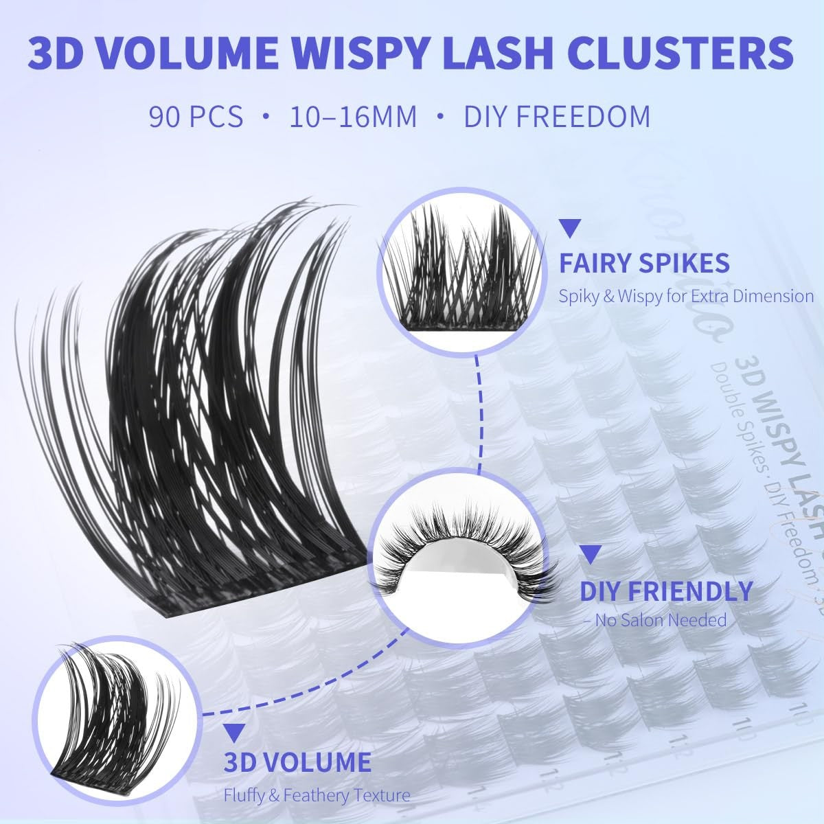 False Eyelash Clusters Spike Lash Extensions Black - Bold Volume & Reusable