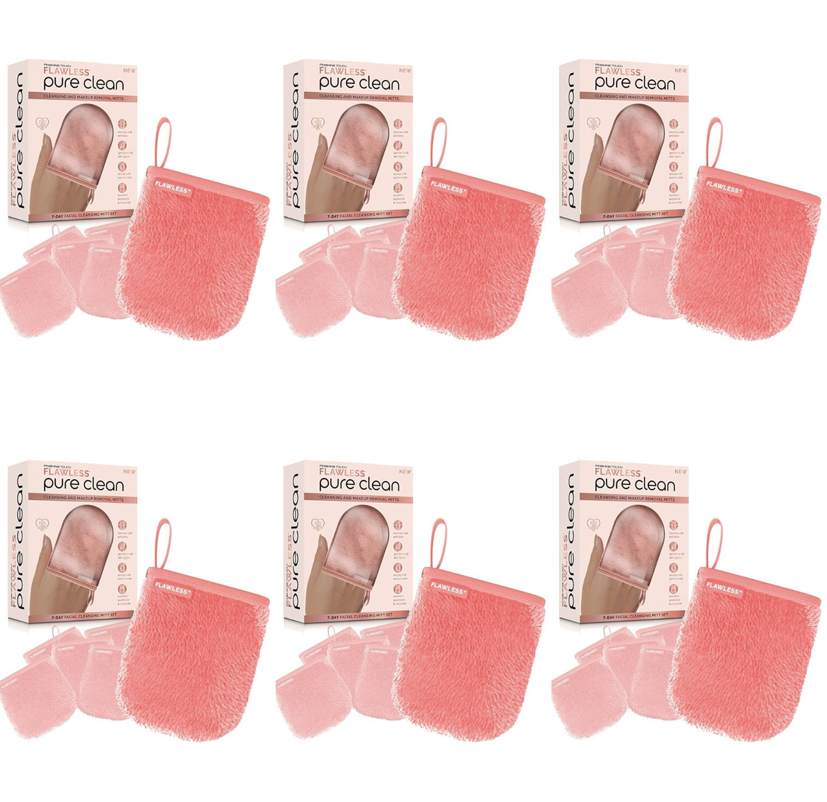 Facial Cleansing Mitt Set - Bulk 6 Pack for Daily Skincare