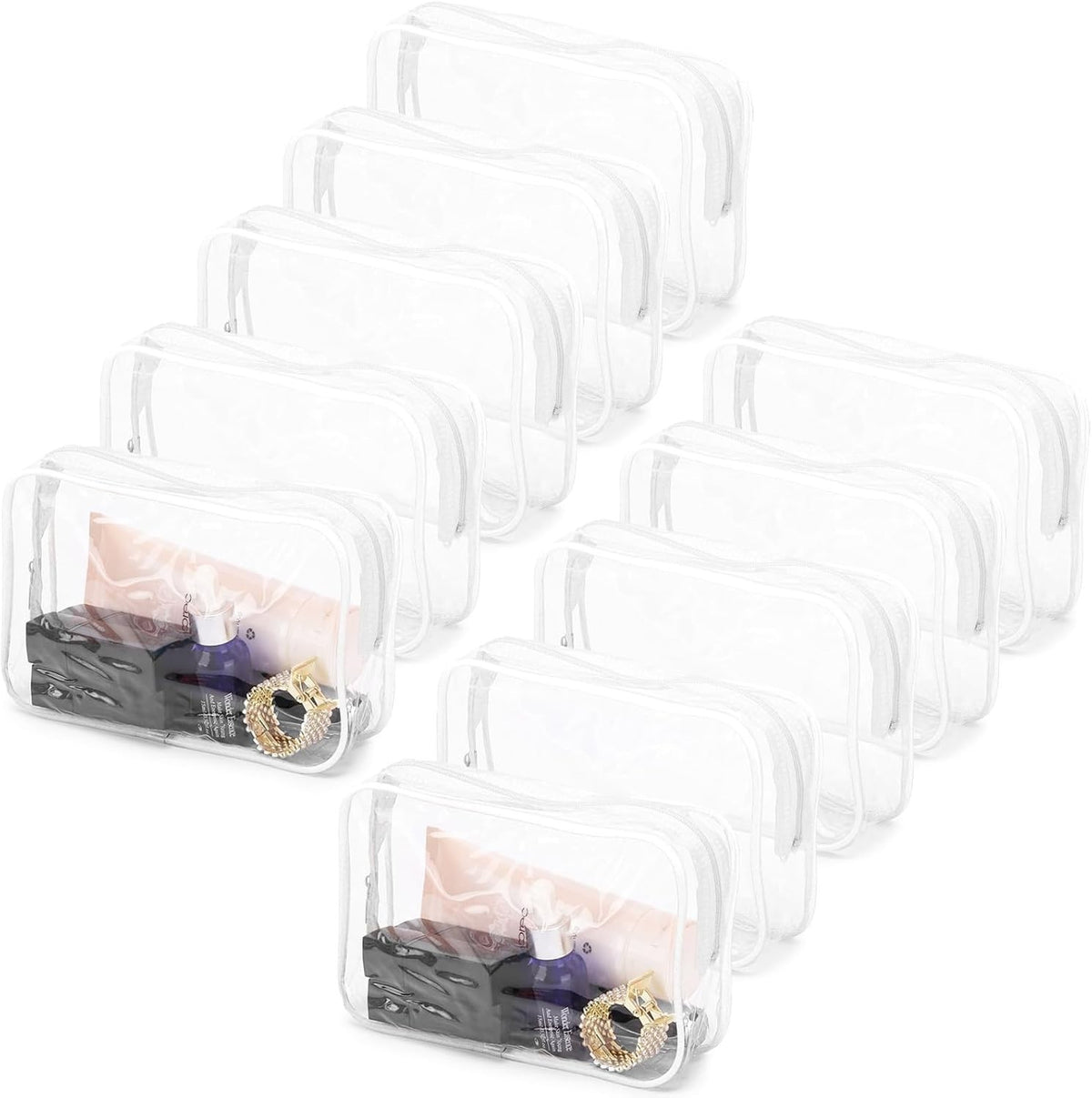 Set of 10 Waterproof Clear Makeup Bags Travel Organizer Cosmetic Bags