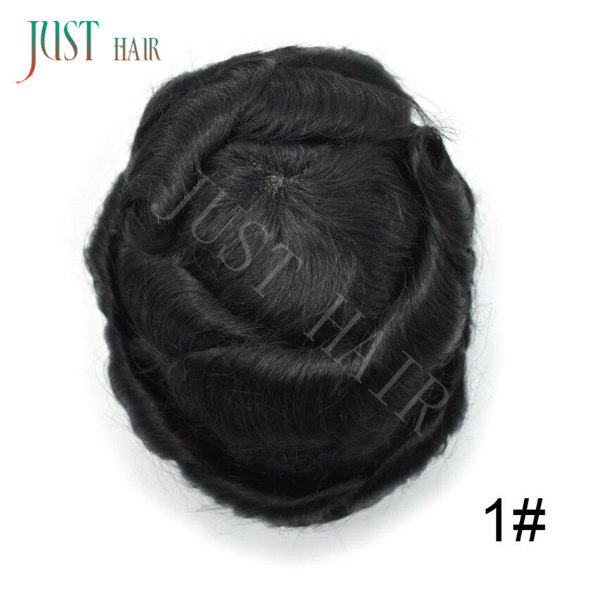 Men's Bleached Lace Front Hair Replacement Toupee - Natural Hairline, Virgin Human Hair